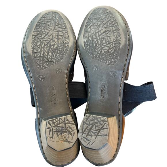 Riker Women's Mariah Black Leather Slip On Heeled Mary Jane Elastic Straps - 39 - Picture 10 of 10